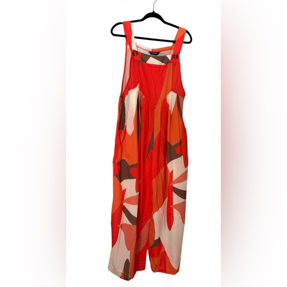 Chicme‎ Abstract Print Red & Orange Wide-Leg Jumpsuit as seen on Tiktok S